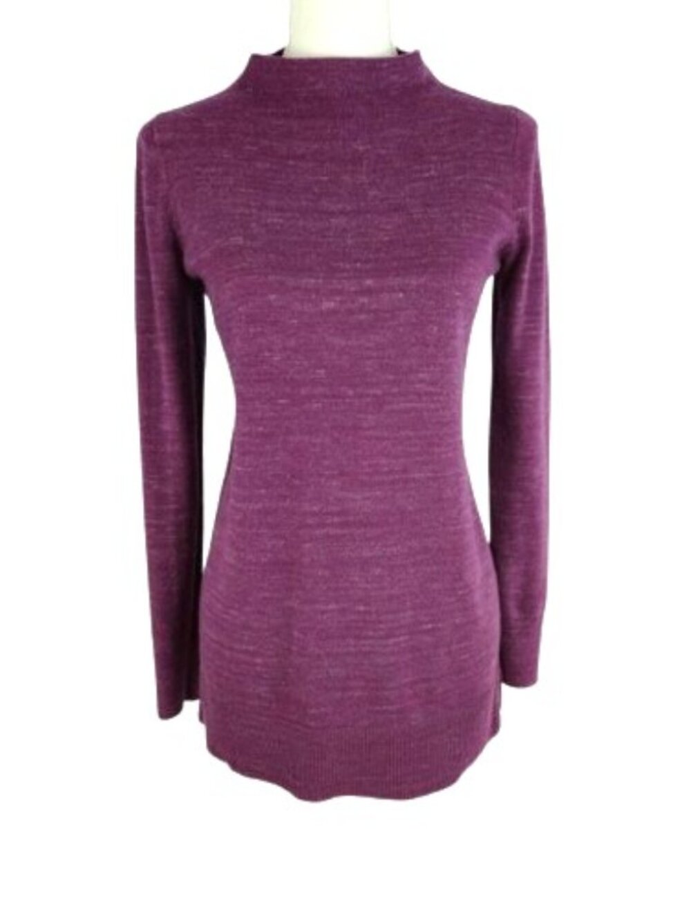 LOFT Purple Heathered Crew Neck Sweater Small Side Slit